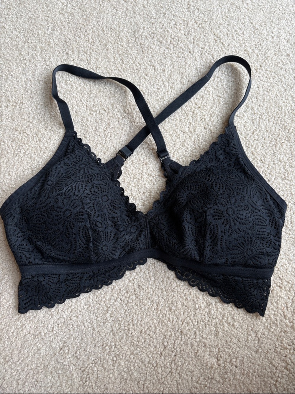 Auden Black Lace Bralette with Crossed Back Straps